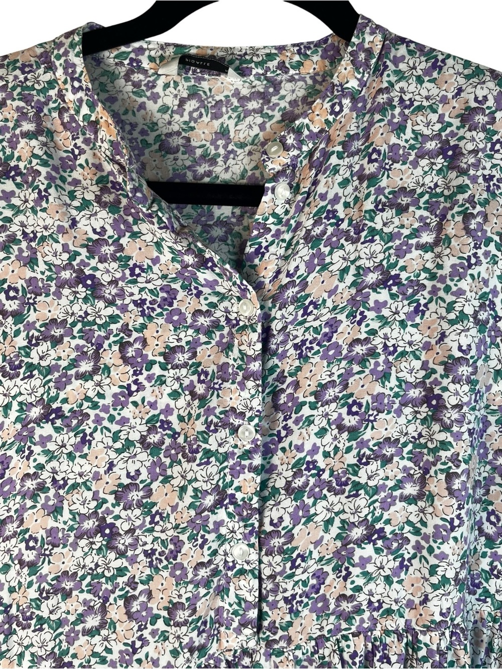 PIgalle Floral Button-Front Tiered Dress in Lavender Mix - Picture 7 of 7